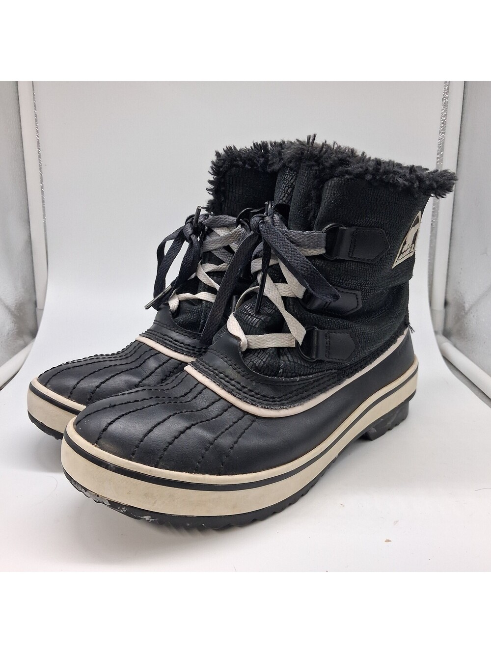 Sorel Tivoli Womens Size 7 Black Waterproof Insulated Faux Fur Snow Boots